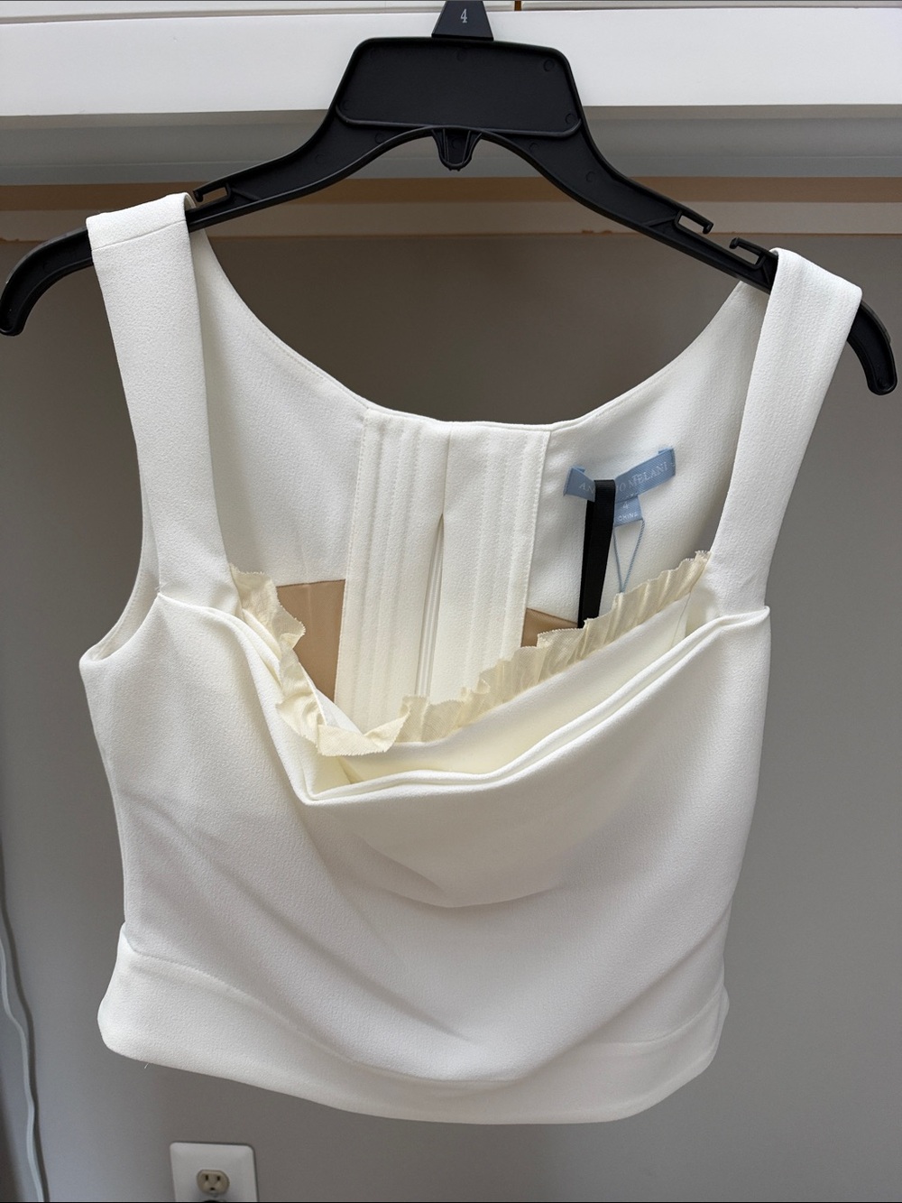 ANTONIO MELANI Cream Strapless Ruffle-Trim Dress Top